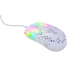 Xtrfy MZ1, ультралегкая проводная игровая мышь, сенсор Pixart 3389, уникальная форма для оптимального прицеливания, регулируемая RGB-подсветка, White Rail