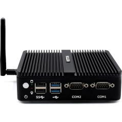 HISTTON Безвентиляторный мини ПК Промышленный ПК Windows 10 Pro Мини Компьютер, Quad Core Celeron J4125, DDR4 16GB RAM 512GB SSD, 2 RS232 COM, 2 LAN, HDMI + VGA двойной выход, USB 3.0, Dual WiFi