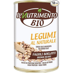 IL NUTRIMENTO Фасоль натуральная (борлотти) - без соли, упаковка из 12 (12 x 400 г)