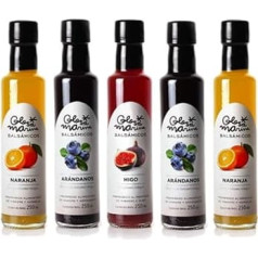 GLOSA MARINA 5 x Gourmet Package, Orange, Blueberry, Fig, Crema Balsámica de Naranja, Arandanos, Higo - Бальзамический уксусный крем для гурманов (5 x 250 мл)
