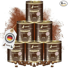 Escapure Adult Wet Horse Food 6 x 800 g Tin - 88% Pure Horse Meat Dog Food - Консервы для лошадей без добавок - Дополнительный корм для взрослых собак беззерновой