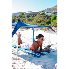 SUN NINJA Baby Pop Up Beach Tent, UPF50+ Beach Shade Canopy, Sun Protection with Carry Bag, Pegs and Stability Poles, Outdoor Shade for Camping, Fishing, Backyard Fun or Picnic