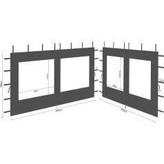 QUICK STAR 2 боковые панели из полиэстера с окном 300/400 x 195 см для беседки 3 x 4 м боковая стена антрацит RAL 7012 водонепроницаемый