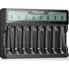 HiQuick зарядное устройство, батареи для AA AAA NI-MH NI-CD батареи 8 зарядное место с ЖК-дисплей зарядное устройство, универсальный Миньон AA Micro AAA зар