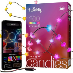 Twinkly Strings USB-C Star 200 LED, светодиодные гирлянды в форме звезды, RGB светодиодные гирлянды, совместимы с Alexa и Google Home, рождественское украшение, пит