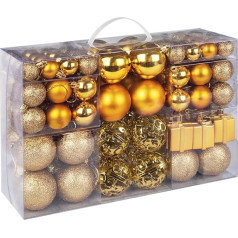 ilauke рождественские баулы набор, набор из 105 рождественских баулов пластик золото, ударопрочный елка баулы с шнурком, рождественская елка у