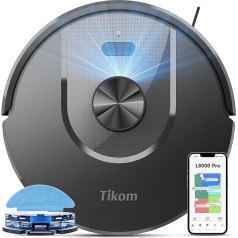Робот-пылесос Tikom 5000Pa с LiDAR-навигацией, L8000 Pro с функцией уборки, 150 минут работы, самозарядка, WiFi, 14 запретных зон, для шерсти домашних животны