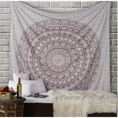 RAJRANG Mandala Wall Hanging Tapestry - Decorative Beach Towel Hippie Tapestry Elephant Throw Tapestry - 274 x 230 cm - Chestnut Brown