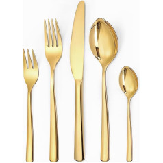 LAZAHOME Набор столовых приборов на 12 персон, золотые столовые приборы, 60 частей из нержавеющей стали, набор столовых приборов с ножом, вилкой, 