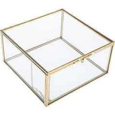 Sparkfire 16 x 16 x 8 см Медно-золотая винтажная стеклянная коробка Декоративные ювелирные изделия на память Организатор Прозрачный прямоугольник