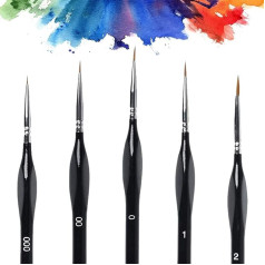 Набор кистей для мелких деталей, 5 штук, миниатюрные кисти для пайеток, миниатюрные кисти для акрила, акварели, масла, лица, ногтей, масштабн