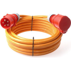 netbote24 CEE Силовой кабель удлинительный кабель Pure Cable H07BQ-F 32A 400V с инвертором фаз 5g6 5 x 6 мм² 10 м оранжевый