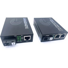 Elfcam® - Оптоволоконный медиаконвертер Gigabit Ethernet 10/100/1000 Мбит/с, включая Mini-GBIC (SFP) (1 порт RJ45 * 2 порта RJ45)