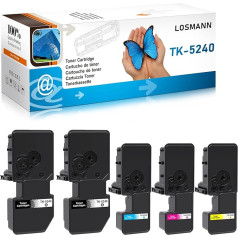 LOSMANN TK-5240 Тонер-картридж, совместимый с Kyocera TK5240 для Kyocera Ecosys M5526cdw M5526cdn, Kyocera Ecosys P5026cdw P5026cdn (упаковка из 5 штук, 2 черных, 1 голубой, 1 пурпурный, 1 ж