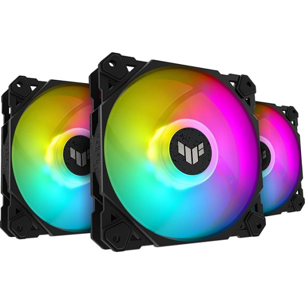 ASUS TUF Gaming TF120 ARGB корпусной вентилятор 3-в-1 с ARGB контроллером, для настольных компьютеров (3 шт., Aura Sync, тихий адресный ARGB вентилятор, PWM управлен