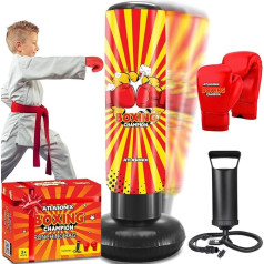 Aufblasbares Boxspielzeug für Jungen Alter 4-8-12, Stehender Kick-Dummy, Karate-Taekwondo-Ausrüstung, lustiges aktives Spiel, Geburtstagsfeier für Kinder, langlebiges Box-Set