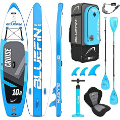Bluefin Cruise Premium Stand Up Paddle Set, надувная доска для взрослых, SUP пакет с рюкзаком, стекловолоконным веслом и насосом, 5 лет гарантии