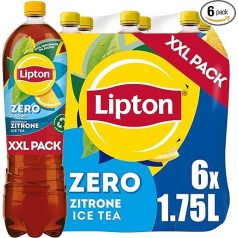 LIPTON ICE TEA Zero Lemon, холодный чай без сахара со вкусом лимона, одноразовый (6 х 1,75 л)