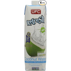UFC Pure Coconut Water 100% Pure Coconut Water Thailand 1 Litre Pack (Pack of 4)