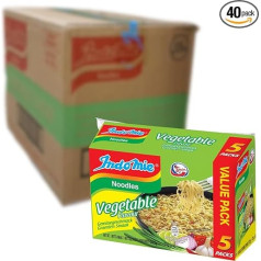 INDOMIE - Овощные макароны быстрого приготовления, 5 штук - мультипакет (8 x 5 x 75 г)
