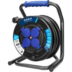 Профессиональный катушечный удлинитель IP44, 4 розетки 2P+Z, кабель из маслостойкой резины, H07RN-F 3x2,5 мм, длина 20 м, уникальная подставка CUBE, фикси