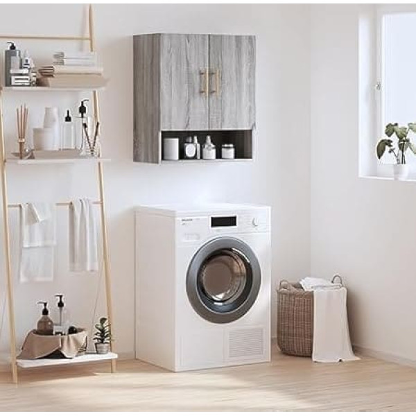 CCCINER Wandschrank Grau Sonoma 60x31x70 cm Holzwerkstoff,Wandregal Grau Sonoma Platzsparend und vielseitig für Wohnraum und Büro Aufbewahren & Organisieren, Schließfächer