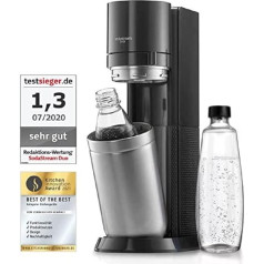 Карбонатор для воды SodaStream Duo со стеклянной бутылкой объемом 1 литр и пластиковой бутылкой с предохранителем объемом 1 литр (можно мыть в пос