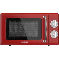 Cecotec Mikrowelle Proclean 3010 Mechanische, 20 л, Retro, 700 Вт, 6 Stufen, Timer bis zu 30 Minuten, Auftaumodus, Vintage-Design in Rot, Stahl-Finish
