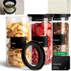 KIVY Банки для хранения с прозрачными стеклянными крышками [3 x 1200 мл] Герметичные и штабелируемые банки для хранения с крышкой Герметичные - С