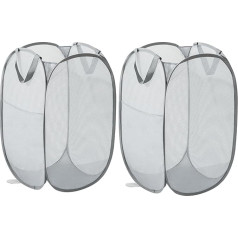 Корзины для белья xiaoxiaozhijia Pop Up, 36 x 36 x 58 см, складная корзина для белья с ручками, сетчатый мешок для белья (серая вертикальная версия), 2 шт.