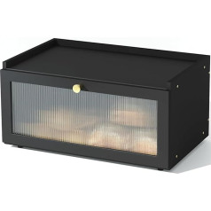 AINILE Bamboo Bread Bin Black Wooden Bread Boxes - Коробка для хранения хлеба Стильная коробка для хлеба 40 x 25 x 20 см