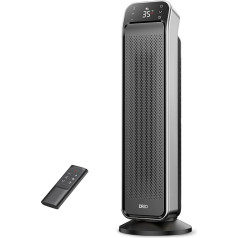 Dreo Solaris Max Fan Heater, энергосберегающий, тихий, 25-дюймовый керамический нагреватель с пультом дистанционного управления и термостатом, 2000 Вт эл