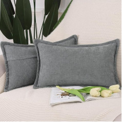 Madizz Набор из 2 декоративных подушек с бахромой из синели, современные подушки, диванные подушки, поясничные подушки для дивана, спальни, тем