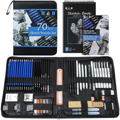 H & B Drawing Set 70 Pieces Drawing Pencils Professional Set, набор карандашей для художников, взрослых, начинающих, студентов, набор для рисования с футляром, угольны