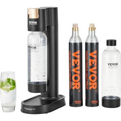 VEVOR Sparkling Water Device, Soda Machine, Selter Water Starter Set with 2 Pieces, BPA-Free 1 Litre PET Bottles, 2 Pieces CO2 Bottles, Compatible with Screw-In 60L CO2 Bottles (CO2 Free)