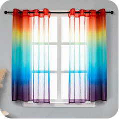 GIRASOLE HOME Пара вуалевых занавесок полупрозрачных цветных тонированных радужных занавесок для гостиной, спальни, кухни и внутренних помещен