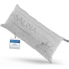 sositex 1 Premium Sauna Cushion Favourite Cushion Travel Pillow Дизайн: Сауна Размеры: 45 x 22 см, льняной / хлопковый гамак, пляж или пикник (серый/белый)
