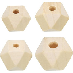 PATIKIL Натуральные деревянные бусины Пакет из 100 незаконченных деревянных бусин Геометрический шестиугольник Свободные бусины распорки бус