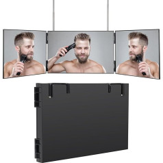 Winter Shore Mirror Hair Self Cutting - Mirror 360 Degree for Styling, Shaving, Blow Drying - Height-Adjustable Door Folding Mirror Hair Cutting with Telescopic Hooks - Compact Travel & Hairdresser