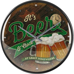 Настенные часы Nostalgic-Art Retro, диаметр 31 см, бокалы для пива - идея подарка в качестве аксессуаров для бара, большие часы для кухни, винтажный ди