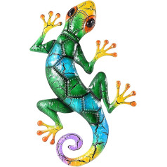 Yius 1/3 Pieces Metal Gecko Wall Decoration, 43.2 cm Lizard Garden Art Hanging Gecko Wall Decoration Set | Metal Gecko DIY Crafts for Patios, Garden, Walls, Windows, Bedrooms (Green)