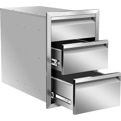 KYZTMHC Küchenschubladen für den Außenbereich, 3-stufiger Grillschubladen aus Edelstahl zur Wandmontage, mit Griff, für Grill I, Grillstation(35.5 Wx53.3 Hx58.4 D cm)