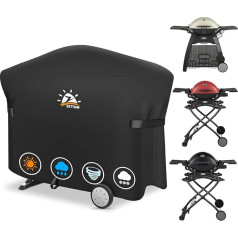 Zettum Крышка для гриля Weber серии Q2000/3000, крышка для гриля 7112 Heavy Duty & Waterproof, PU Cover для Weber Q3200, 3000, 320, 300 и других (144 Д x 57 Ш x 99 В см)