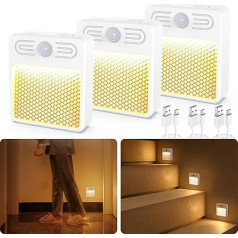 wobsion LED Night Light with Motion Sensor USB Rechargeable, Wireless Warm White Under-Unit Light for Kitchen and Display Cabinet, 1200 mAh Night Lamp for Bedroom, Children's Room, Cupboard Lighting,