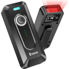 Eyoyo 2D Bluetooth сканер штрих-кода с клипсой, 2000 мАч аккумулятор с индикатором уровня, портативный мини беспроводной QR сканер штрих-кода для библ