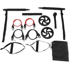 Ggnaxivs Pilates Bar Set + Resistance Bands Pilates Equipment Training Bar with Abdominal Roller Portable Yoga Gym Bar for Home Gym (Black)