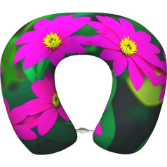 Подушка для путешествий Flower Leaf Travel Pillow Purple Red Flower 1 Airplane Premium Memory Foam Comfortable Support Neck Pillow Gift Rest