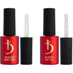K Professional Nail Gel Polish - Rubber Base & Top Coat - Nail Polish Manicure Kit - Shine & Durable - Suitable for Beginners & Professionals - High Gloss - Healthy Nails - 2 x 7 ml - Наращивание ногтей