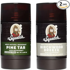 Дезодорант Dr. Squatch для мужчин - сосновый деготь + ветерок березового дерева Натуральный дезодорант без алюминия (78,4 мл, упаковка из 2)