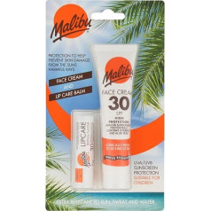 Malibu Duo Pack Солнцезащитный крем для лица и бальзам для губ SPF 30 Водостойкий